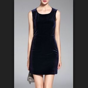 Solid Blue Vintage Ralph Lauren Velvet Dress